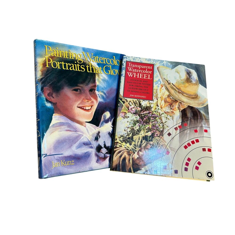 Watercolor How-to Books - Blue Hardcover X2 - Watercolor Wheel + Portraits